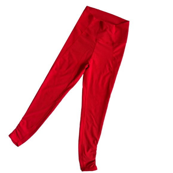 WILO THE LABEL RED HIGH WAISTED RIBBED LEGGINGS SIZE SMALL - Picture 2 of 9